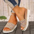 thumbnail image 2 of ShiShine Women's Woven Slide Sandals Espadrille Wedge Open Toe Slip On Comfortable Casual Summer Shoes, 2 of 9