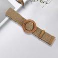 thumbnail image 6 of Segolike Woven Belt, Elastic Stretch Waist Belt, Clothing Decoration Lady Waist Belt, Adjustable Ladies Wooden Buckle Braided Dress Belt for Club Khaki, 6 of 8