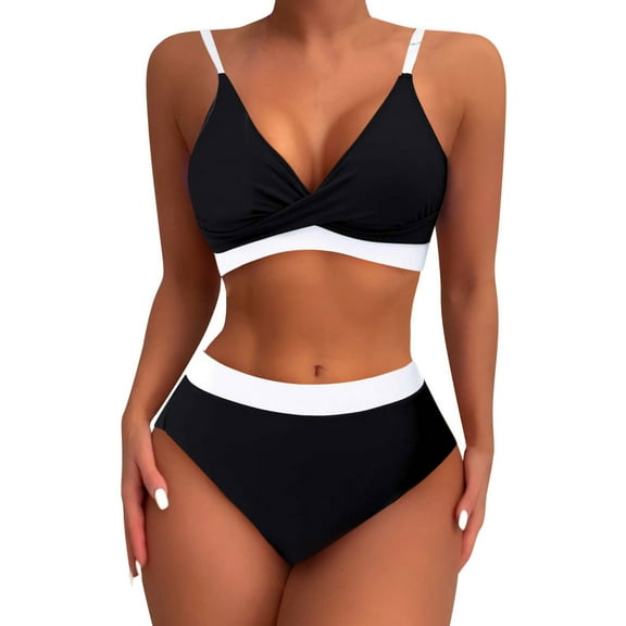 Levmjia Women's High-Waisted Bikini Set UPF50  Tummy Control Swimsuits Quick Dry Adjustable Straps Beach Swimwear with Removable Padded Bra Summer Swimwear