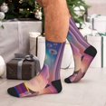 thumbnail image 7 of Pofeuu Dreamy Moonlit Window Print Crew Socks, Adult Running Hiking Socks for Youth and Adult, 7 of 7