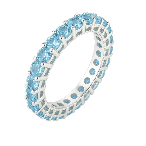 Tibetan Silver Blue Topaz Band Ring 925 Sterling Silver Designer Jewelry for Women Size 6