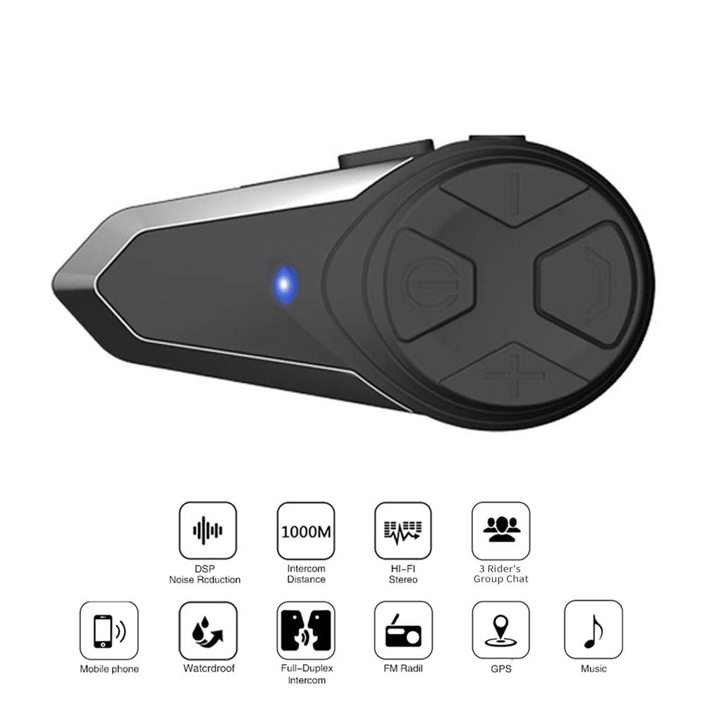 BT-S3 Motorcycle Bluetooth intercom, Off-Road Motorcycle Helmet Bluetooth Headset 1000m Bluetooth Communication Connect up to Three People Two People Talk at The Same time (1 Pack) - Walmart.com