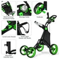 thumbnail image 2 of Goplus Folding 4 Wheels Golf Push Cart W/Bag Scoreboard Adjustable Handle Green, 2 of 10