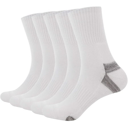 

SERISIMPLE Bamboo Women Crew Cushion Moisture Wicking Soft Athletic Socks 5 Pairs (White Large)