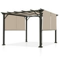 thumbnail image 5 of MeetLeisure 10'x10' Outdoor Pergola with Retractable Shade Canopy, Heavy-Duty Metal Patio Pergola with Flat Top for Deck Garden, Beige, 5 of 9