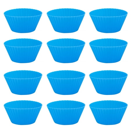 

Hloma 12Pcs Round Stackable Muffin Cups Non-stick High Temperature Resistant Bakeware Food Grade Silicone Baking Molds Party Favors
