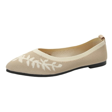 

PMUYBHF Womens Sandals with Arch Support Dressy Ladies Hollow Breathable Colorblocking Pointed Head Mesh Shallow Mouth Flat Bottom Casual Comfortable Big Size Single Shoes Casual Shoes