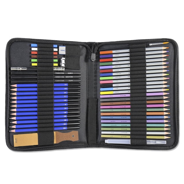 Set profesional de lápices para bocetos, 42 unidades, con funda y accesorios