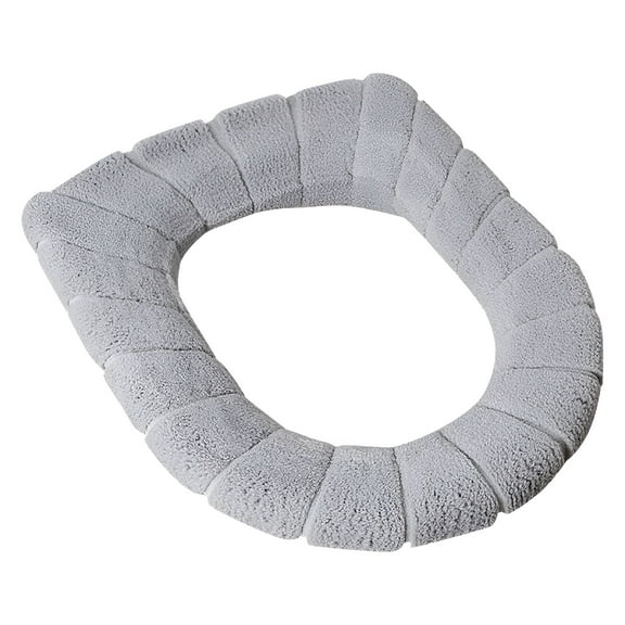 LAMIRO Padded Toilet Seat Cover Stretchable Washable Cloth Soft Thicker Warmer Toilet Seat Gray