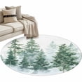 thumbnail image 2 of Forest Green Round Area Rug 3.3 FT, Non Slip Small Entryway Kitchen Mat, Spring Summer Watercolor Pine Tree Washable Soft Circular Rug Non-Shedding Door Mat for Bathroom Playroom Kids Room, 2 of 9