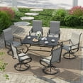 thumbnail image 2 of Techmilly Patio Swivel Chairs Set of 2, Outdoor Dining Chairs High Back Padded All Weather Breathable Textilene Outdoor Swivel Chairs , Grey White, 2 of 12