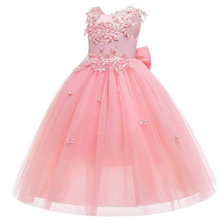 WRKEKC Girls Formal Dress Sleeveless V Neck Tulle Gown with Appliqu Beads Princess  Style Ball Gown for 7-14 Years Kids - Walmart.com