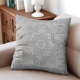 thumbnail image 4 of Set of 2 Boho Pillow Covers 20x20inch, Linen with Unique Blue Carpet Design, Ideal Decorative Throw Pillows for Sofa, Couch, Farmhouse or Outdoor Decor, 4 of 7