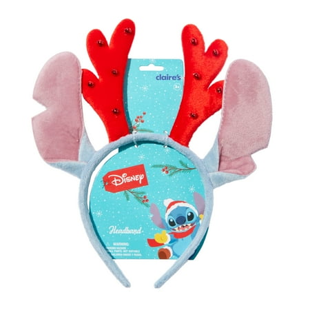 Claire's Disney's Holiday Stitch with Blue Reindeer Antlers Fashion Headband, Children's, Unisex