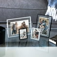 thumbnail image 3 of Isaac Jacobs 4x4, Black Modern Style Brass and Glass, Pressed Glass, Metal Floating Desk Photo Frame, with Locket Closure for Pictures, Art, Mementos & Keepsakes 4x4, Black, 3 of 7