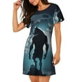 thumbnail image 2 of Easygdp Moon Wolf Warrior Camisón de manga corta para mujer, informal, estampado, 2 of 6