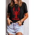 thumbnail image 2 of Women's Black Shimmering Crawfish Graphic Tee - Casual Summer Wear - [ZhiHiMeRi] | (US 20-22)2XL, 2 of 10