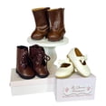 thumbnail image 2 of THE QUEEN'S TREASURES Accesorio de ropa para zapatos y botas de muñeca de 18 pulgadas, incluye 1 par de zapatos de vestir blancos, 2 pares de botas, diseñado para muñecas American Girl de 18 pulgadas, 2 of 5