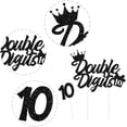 thumbnail image 3 of 10th Birthday Cake Decorations Black, Double Digits Cake & Cupcake Topper for Girls Boys Tenth Birthday Party Decorations and Supplies, Cheer to 10 Years Birthday - Total 25 Pcs, 3 of 3