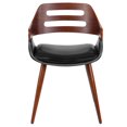 thumbnail image 4 of Contemporary Walnut Bentwood Side Reception Chair with Cross Stitched Black Leather Seat, 4 of 4