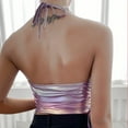 thumbnail image 6 of Mittory Women's Metallic Holo Halter Chain Neck Cami Tank Top Sleeveless Vest Crop Tops for Rave Music Festival, 6 of 8
