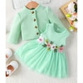 thumbnail image 2 of YONGHS Baby Girls Flower Sundress Summer Tulle Cami Dress And Long Sleeve Cardigan Top Outfits Green 6-9 Months, 2 of 4
