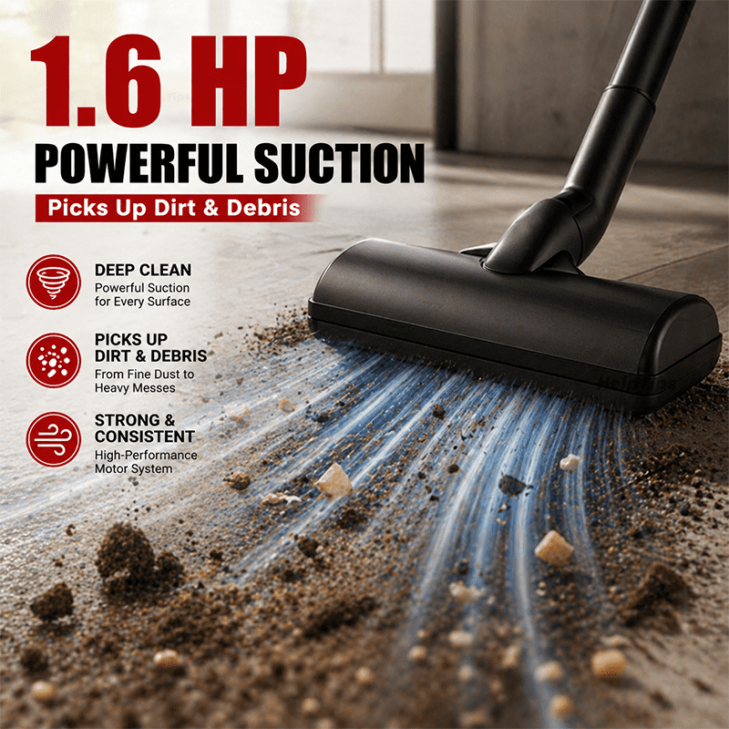 Multi Functional Wet/Dry Vacuum Cleaner with 4m Extended Power Cord, 10 Nozzles, 3 Filters and Various Cleaning Accessories, 1.6HP Powerful Suction, Lightweight Portable Bucket Design, Ideal for Cars