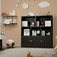 thumbnail image 6 of Kids Bookshelf and Toy Storage Organizer with 3 Cabinet and 5 Open Cubbies，Kids Toys Storage Organizer Shelf with Corner Guard，Multifunctional Floor Chest for Playroom and Kid's Room（Black）, 6 of 7