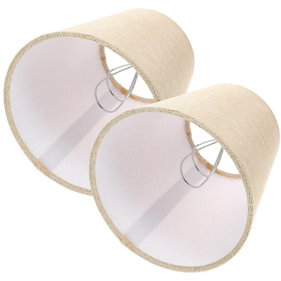 PTOOTP 2Pcs Small Ivory Fabric Lamp Shades Clip on Bulb Design for Living Room Decor