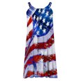 thumbnail image 4 of ibuvkizy Sundresses for Women 2025,4th of July Dress Women Casual Patriotic Midi Dress Red White and Blue Pattern Crewneck Dresses Sleeveless Breathable Tunic Dress Blue XXL, 4 of 4