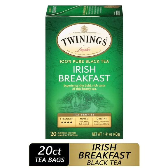 (6 Pack)Twinings Of London Irish Breakfast 100% Pure Black Tea Bags, 20 Count, 1.41 Oz