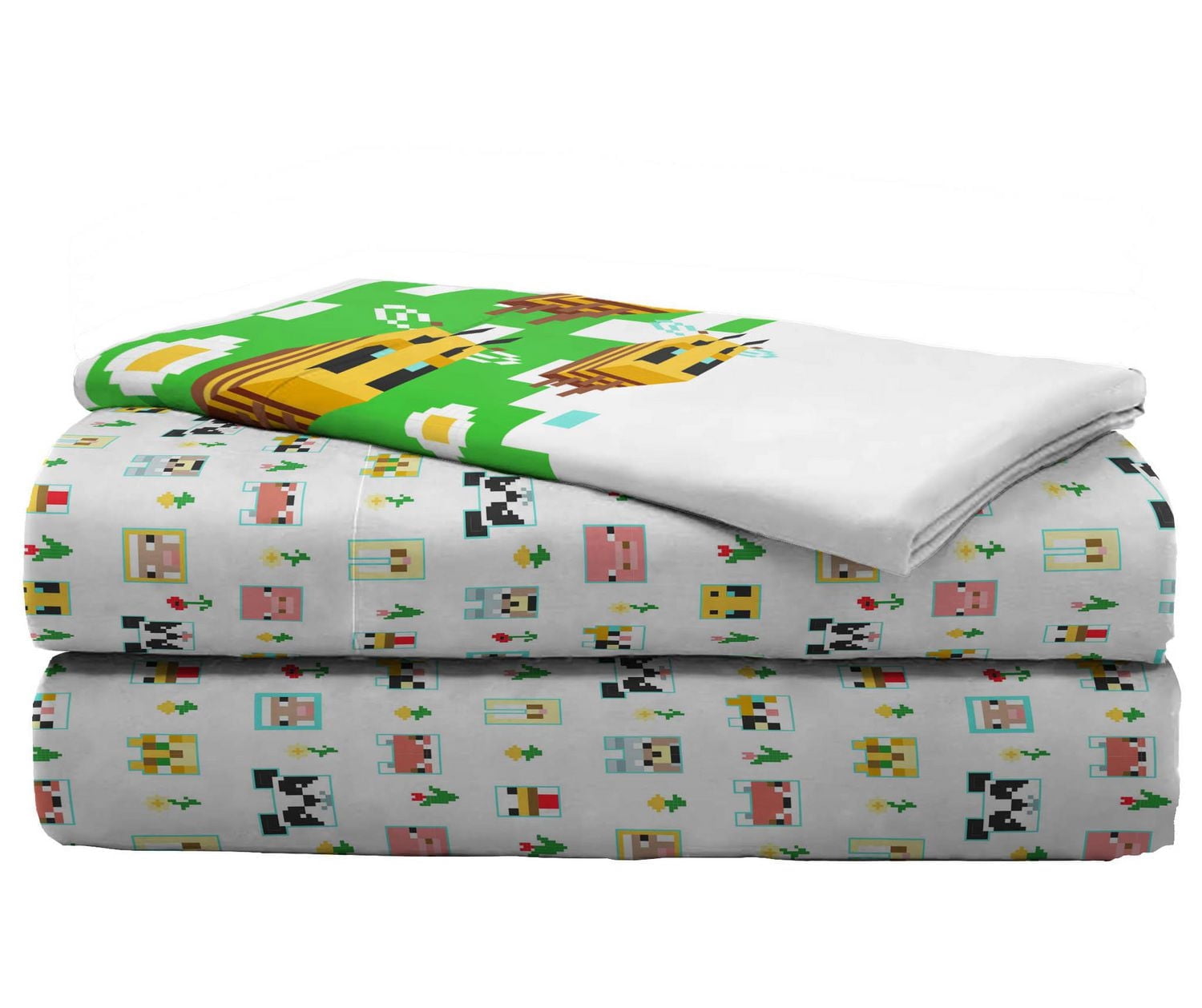 Minecraft Belle Journée Ensemble de Draps 3-Pièces pour Lit 1 Place, 100 % Polyester