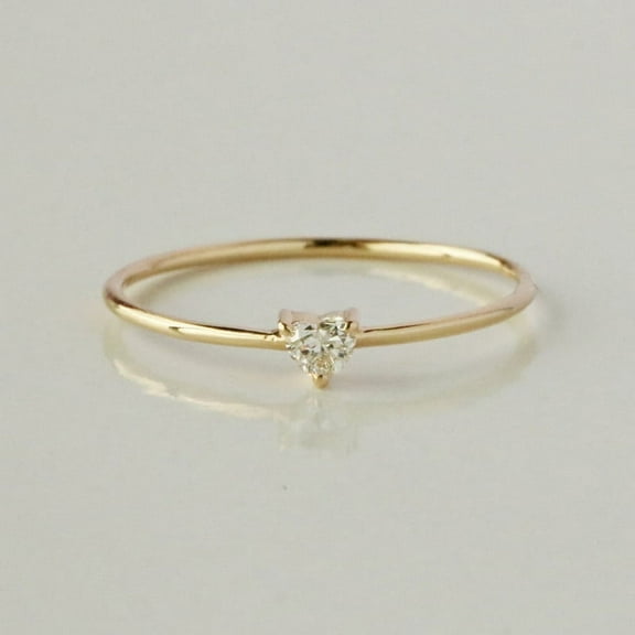 Heart Diamond Ring, Solitaire Diamond Ring, Minimalist Ring, Lightweight Jewelry, Stackable Ring, Gift For Her