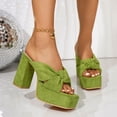 thumbnail image 4 of SACFOF Women's High Heeled Square Toe Slip On Sandals, Puffy Knot Chunky Heel Open Toe Sandals for women, Summer Party Prom Shoes, 4 of 6