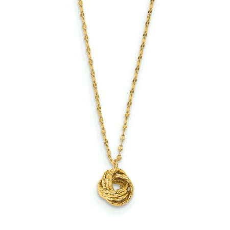 14k Gold Diamond Love Knot - 14K Yellow Gold Plated Diamond-Cut Love Knot Necklace