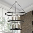 thumbnail image 5 of Vanity Art 10 Candle Style Light Wagon Wheel Chandelier Light Fixture | Modern Hanging Ceiling Lights Fixtures for Dining Room Living Room Bed Room, Kitchen, Classic Black/Brass Dust, SJT31910BK-BD, 5 of 9