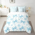 thumbnail image 2 of Manfei Kawaii Bowknot Bowtie 7-Piece Bedding Comforter Set,Cartoon Snowflake King Bedding Sets,Blue White Bed Sheets For Girl,Breathable Home Decor Reversible, 2 of 8