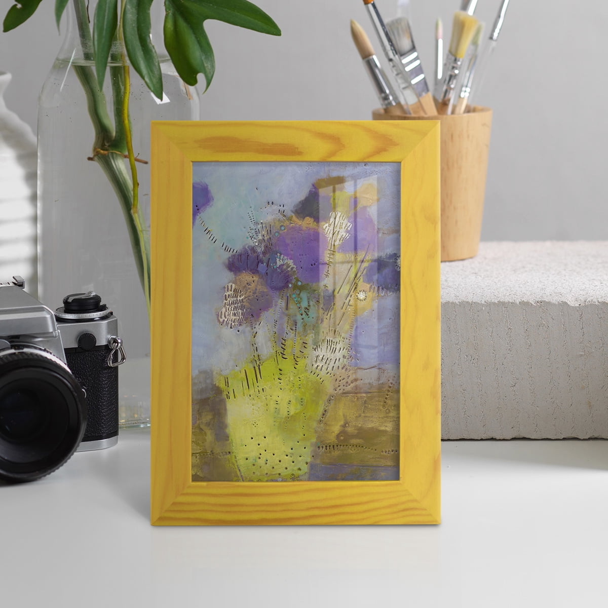 Blumen I -Framed Print w/glass-Sunflower Yellow