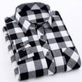 thumbnail image 2 of Camisa a cuadros para hombre, cuello vuelto, manga larga, botón de una sola fila, Top clásico para hombres y niños, 2 of 5