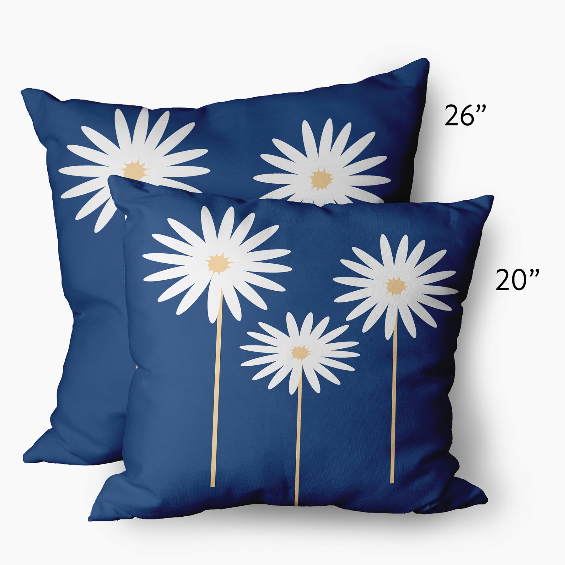 Simply Daisy 26 in x 26 in Scandinavian Dark Cobalt Blue Polyester Throw Pillow