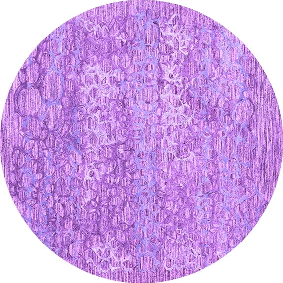 Ahgly Company Indoor Round Abstract Purple Contemporary Area Rugs, 6' Round