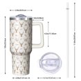 thumbnail image 2 of 40 Oz Tumbler with Handle,Tumbler with Lid,Double Wall Insulated Cup Stainless Steel Travel Mug,Water Bottle for Iced Tea,Coffee,Cold Beverages,Deer Floral Antler Beige Pattern, 2 of 6