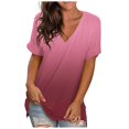 thumbnail image 2 of CHUANK Womens Plus Size Tops Clearance Womens Plus Size Gradient Color V-Neck Short Sleeve T-shirt Tops Blouse, 2 of 6