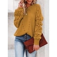 thumbnail image 2 of DOPI Women's Casual Long Sleeve Crewneck Crochet Sweater Lightweight Knit Pullover Sweaters Top Hollow Out Sweater Autumn, 2 of 5