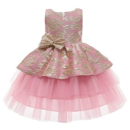 

Gown Birthday Pageant Kids Paillette Tulle Party Bowknot Girls Wedding Princess Dress Girls Dress&Skirt Clothes for Girls 4-5 Years Old