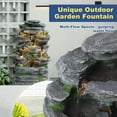 thumbnail image 3 of Outdoor Cascading Stone Water Fountain, 7-Tier Floor Natural Looking Rock Fountains with LED Pump Moss Decor, Freestanding Resin Fountain and Cascading Water Feature for Patio Garden, Grey, 3 of 8