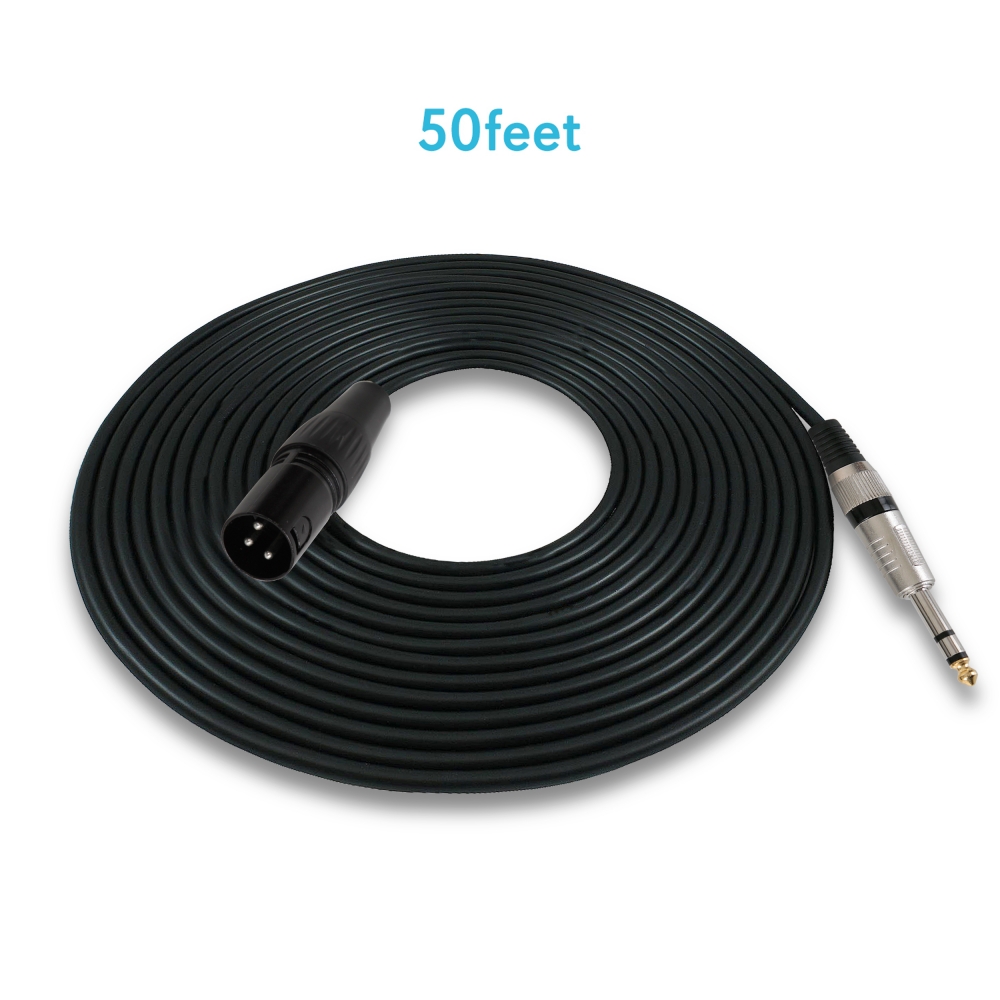1/4 to XLR Audio Connection Cord - 1/4 Inch Phono To XLR Male 50 ft 12 Gauge Black Heavy Duty Professional Speaker Cable Wire - Delivers Sound - Pyle Pro PPJX50 - image 3 of 8
