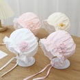 thumbnail image 3 of Wxirdiow Baby Girl Bonnet Baby Girl Lace Christening Eyelet Bonnet - Breathable Newborns Sun-Protection-Hat Light Yellow Size,1-12 Months, 3 of 6
