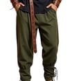 thumbnail image 3 of LEKWK Renaissance Costume Men Medieval Costume Lace-Up V-Neck Pirate Shirt Pants with Vintage Belt and Arm Guards for Halloween Cosplay, 3 of 5