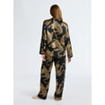 thumbnail image 3 of Joyspun Women’s Stretch Satin Notch Long Sleeve Top and Pants Pajama Set, 2-Piece, Sizes XS-3X, 3 of 5